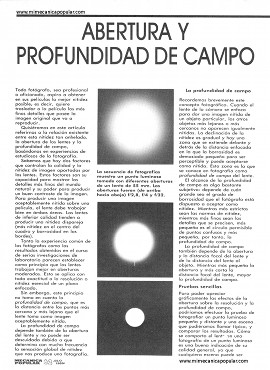 Fotografía - Abertura y Profundidad de Campo - Julio 1989