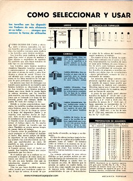 Cómo Seleccionar y Usar Tornillos - Enero 1969
