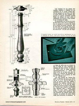 Construya esta lámpara de candelabro - Febrero 1971