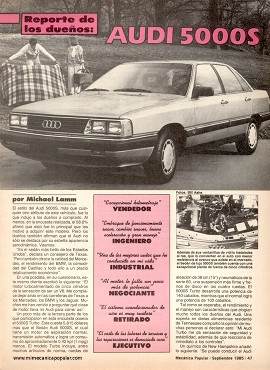 Informe de los dueños: Audi 5000S -Septiembre 1985