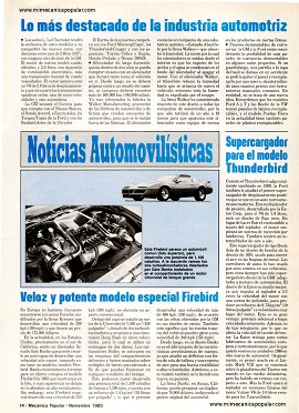 Noticias Automovilísticas - Noviembre 1985