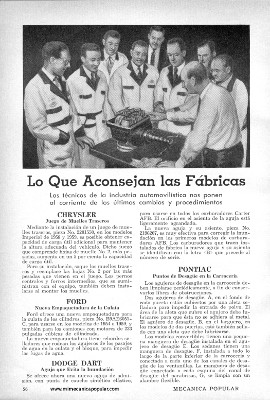 Lo Que Aconsejan las Fábricas de Autos - Julio 1960