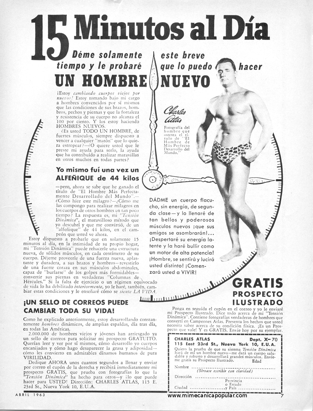 Publicidad - Charles Atlas - Abril 1963