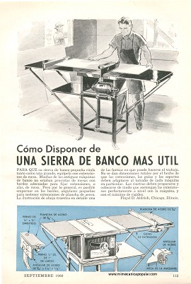 Cómo Disponer de una Sierra de Banco más útil - Septiembre 1960
