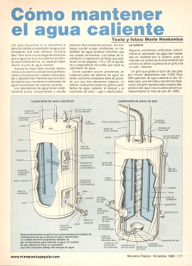 Cómo mantener el agua caliente - Diciembre 1985