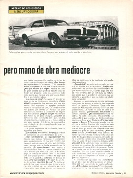 Informe de los dueños: Mercury Cougar - Octubre 1970