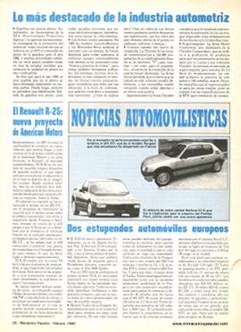 Noticias Automovilísticas - Febrero 1985