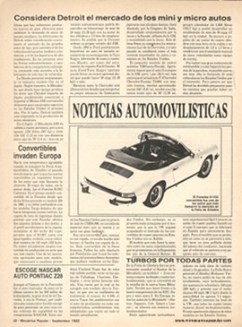 Noticias Automovilísticas - Septiembre 1982