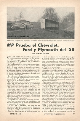 MP Prueba el Chevrolet, Ford y Plymouth del 58 - Marzo 1958