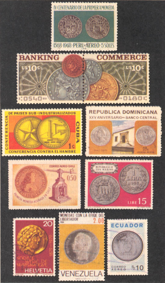 Filatelia - Monedas en sellos - por Ignacio A. Ortiz Bello - Noviembre 1989