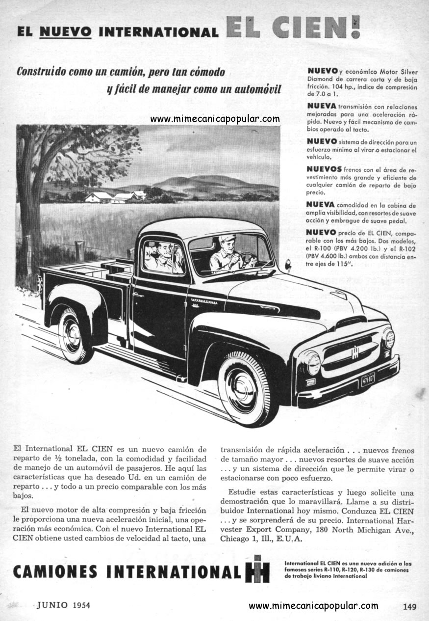 Publicidad- Camiones International El Cien -Junio 1954