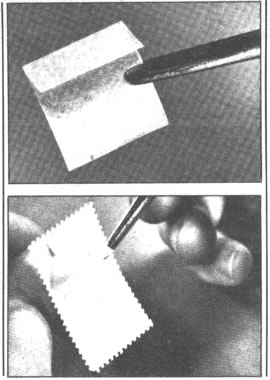 Para pegar los sellos usados en unálbum, lo más indicado consiste en usar unos papeles chicos engomados, que se llaman charnelas o fijasellos