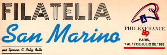 Filatelia - San Marino - por Ignacio A. Ortiz Bello - Diciembre 1988