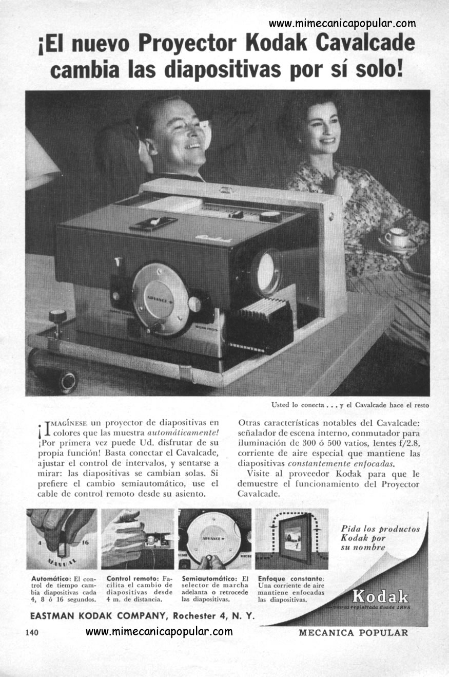Publicidad - Proyector Kodak Cavalcade - Febrero 1959
