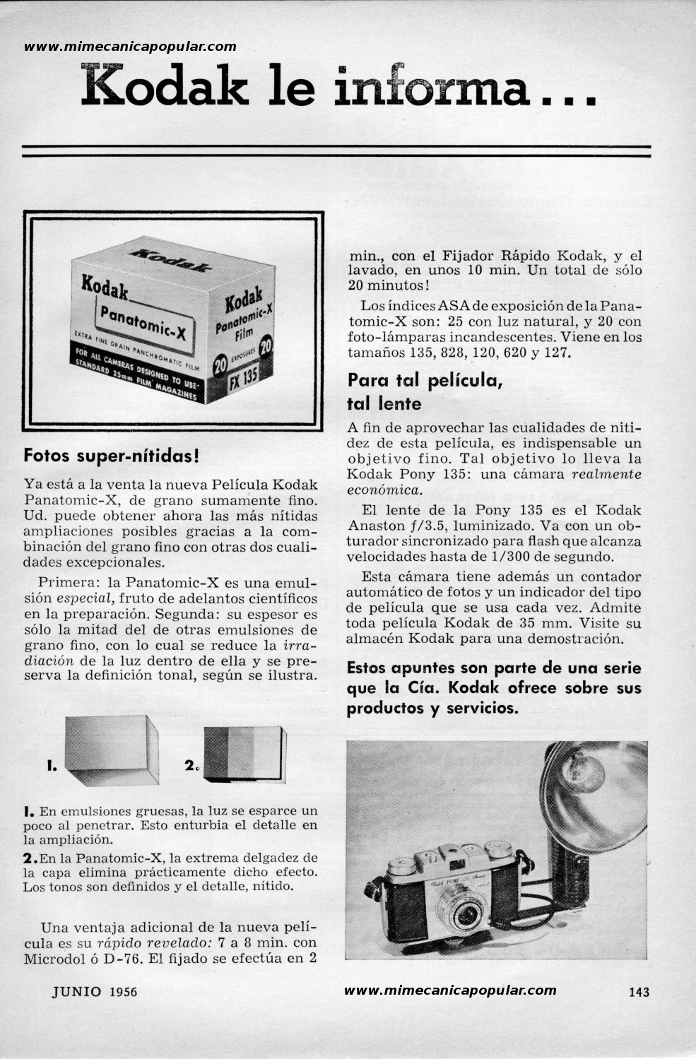 Publicidad - Kodak le informa . . . - Junio 1956