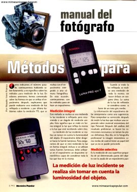 Manual del Fotógrafo - Métodos para medición de la luz - Agosto 2001
