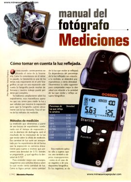 Manual del Fotógrafo - Mediciones fotométricas - Julio 2001