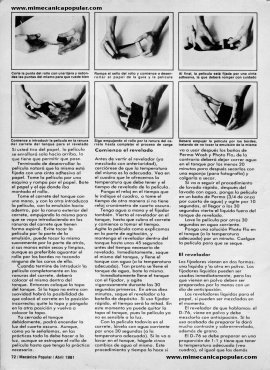 Cómo revelar negativos blanco y negro - Abril 1981