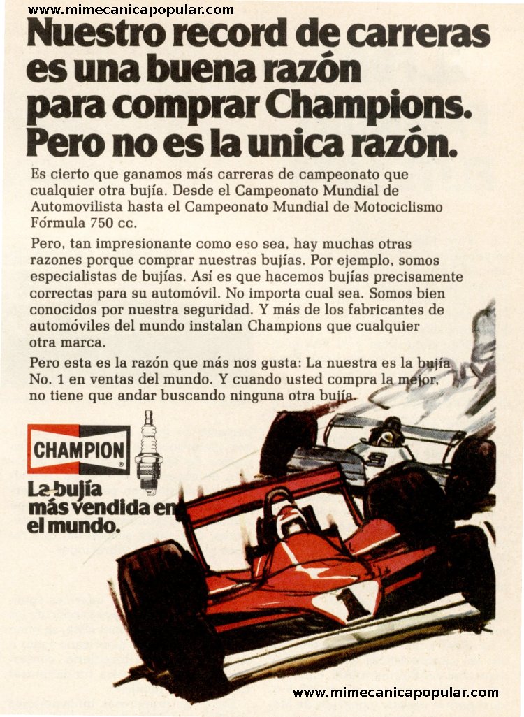 Publicidad - Bujías Champion - Agosto 1978