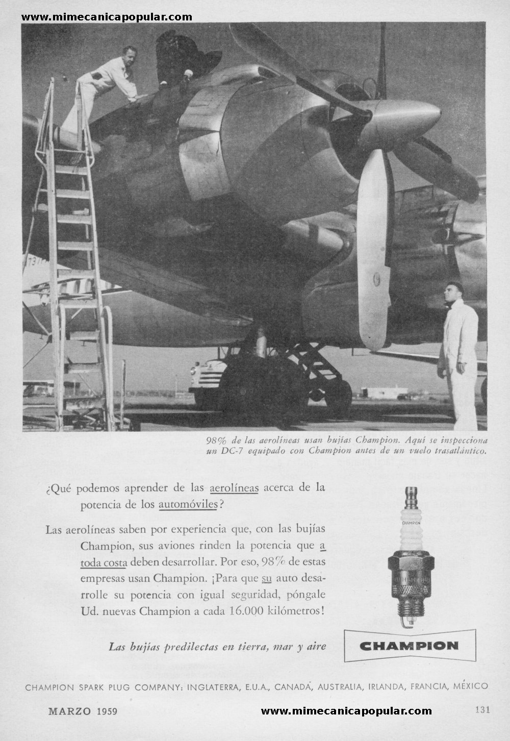 Publicidad - Bujías Champion - Marzo 1959
