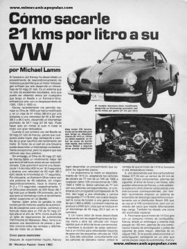 Cómo sacarle 21 kms por litro a su VW - Enero 1983