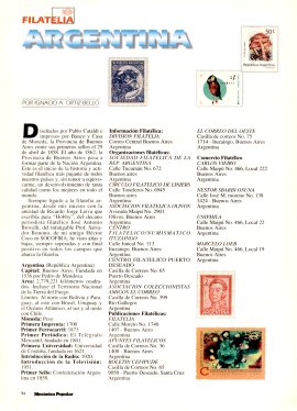 Filatelia - Argentina - Por Ignacio A. Ortiz-Bello - Julio 1996