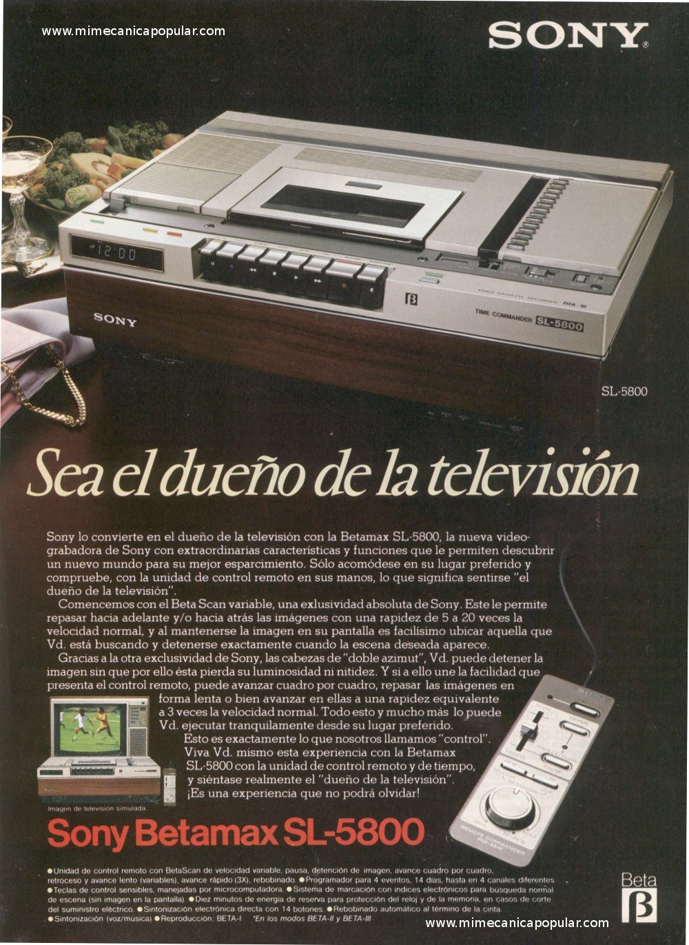Publicidad - Sony Betamax SL-5800 - Noviembre 1981