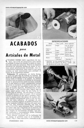Acabados para Artículos de Metal - Febrero 1954