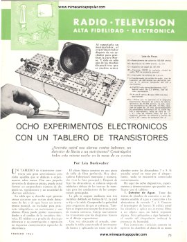 Ocho Experimentos Electrónicos con un Tablero de Transistores - Febrero 1964