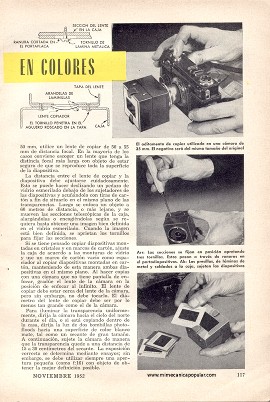 Aditamento de copiar diapositivas en colores -Noviembre 1952