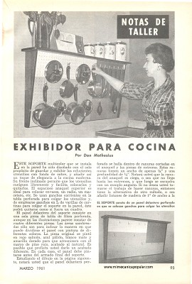 Exhibidor para cocina - Marzo 1961