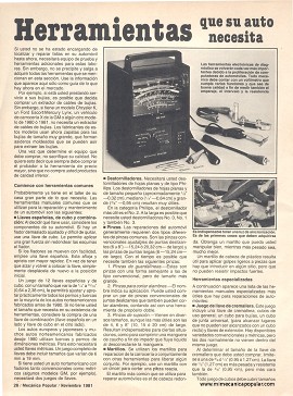 Herramientas que su auto necesita - Noviembre 1981