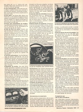 Herramientas que su auto necesita - Noviembre 1981