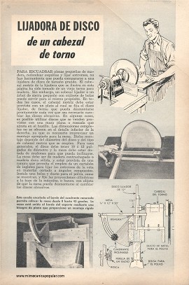 Lijadora de disco de un cabezal de torno - Febrero 1952