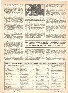 Reporte de los dueños del Chevy Celebrity - Agosto 1983