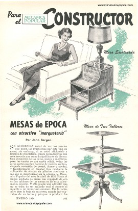 Mesas de Época con atractiva "marquetería" - Enero 1954