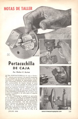 Portacuchilla de Caja -torno metal - Julio 1958
