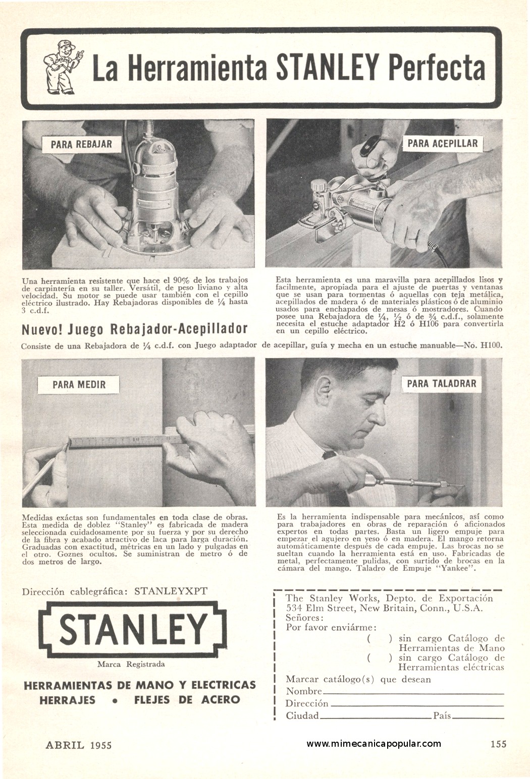 Publicidad - Herramienta Stanley - Abril 1955