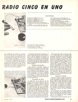 Tablero de Radio Cinco en Uno - Julio 1965