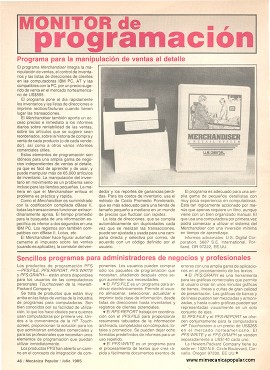 Monitor de programación - Julio 1985