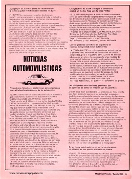 Noticias Automovilísticas - Agosto 1973