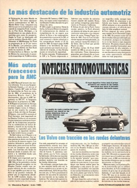 Noticias Automovilísticas - Junio 1985