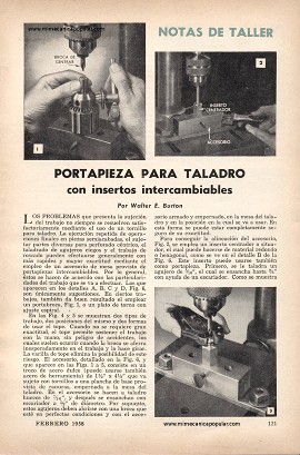 Portapieza para taladro con insertos intercambiables - Febrero 1958