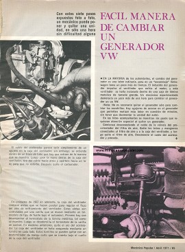 Fácil manera de cambiar un generador VW escarabajo-sedan - Abril 1971