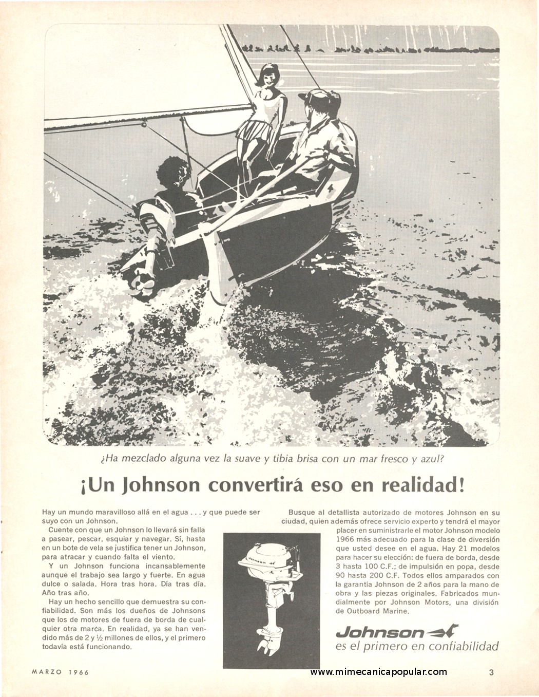 Publicidad - Motor Fuera de Borda Johnson - Marzo 1966