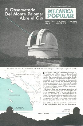 El Observatorio Del Monte Palomar Abre el Ojo - Agosto 1948