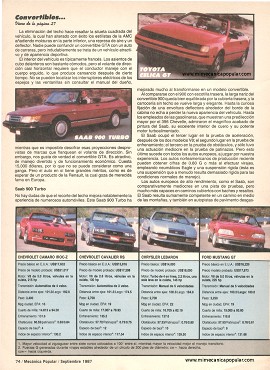 Comparando 8 Convertibles - Septiembre 1987