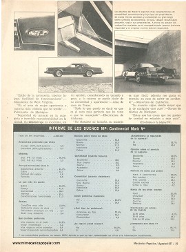 Informe de los dueños: Lincoln Continental Mark V - Agosto 1977