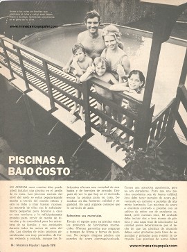Piscinas a bajo costo - Agosto 1976