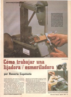 Cómo trabajar una lijadora esmeriladora - Agosto 1983
